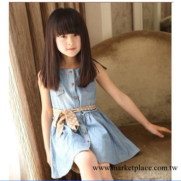 2013新款韓版女童牛仔連衣裙女大童公主裙潮流牛仔服裝童裝批發工廠,批發,進口,代購