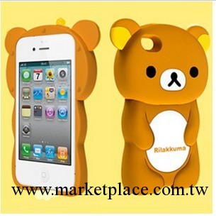 韓國文具批發 rilakkuma輕松熊手機套 矽膠套 iphone4工廠,批發,進口,代購