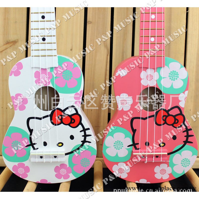 21寸夏威夷尤克裡裡UKULELE hello kitty白貓粉貓卡通S型小吉他工廠,批發,進口,代購