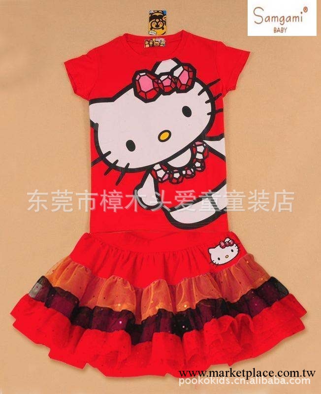 獨傢童裝批發：hello kitty 大紅紗裙套裝 女童套裝IT3320工廠,批發,進口,代購