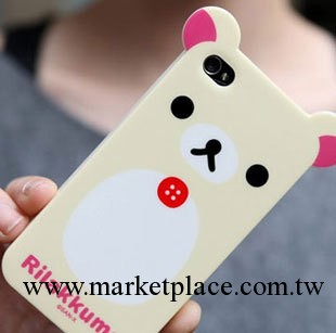 Rilakkuma輕松小熊 iPhone4 4s 手機殼 帶耳朵保護套 懶惰熊工廠,批發,進口,代購