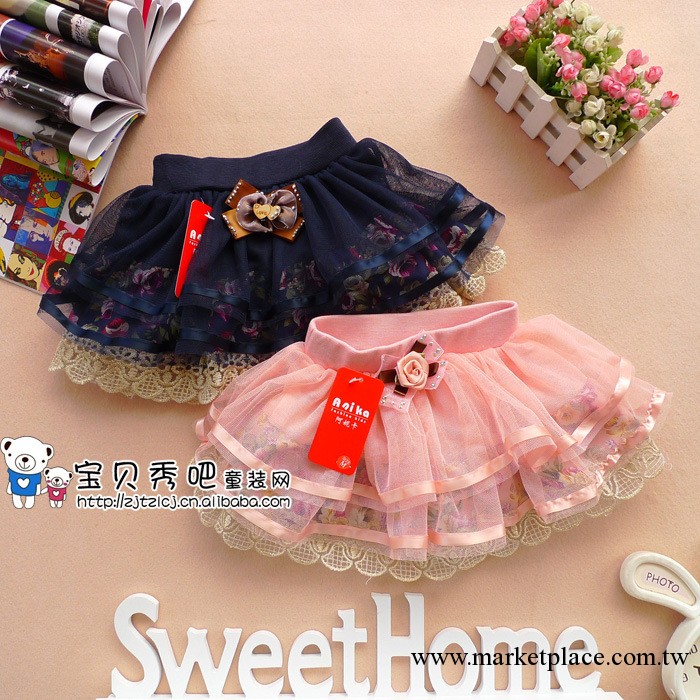 2013夏款 女童ANK亮邊碎花一層紗短裙童裙Z0.4童裝批發工廠,批發,進口,代購
