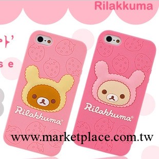 Rilakkuma 兔帽輕松熊 iphone 5 保護套 草莓熊 蘋果4S/4矽膠軟殼工廠,批發,進口,代購