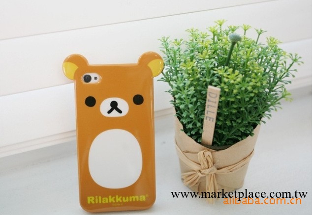 Rilakkuma懶懶熊iphone 4立體耳朵 輕松小熊 矽膠保護套 tpu外殼工廠,批發,進口,代購