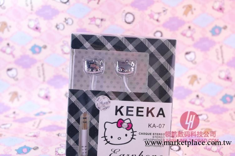 卡通耳機批發 HELLO KITTY 貓KA-07入耳式耳機 MP3電鍍光面耳機工廠,批發,進口,代購