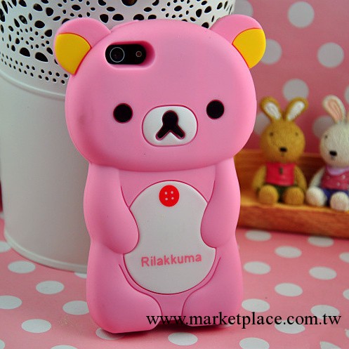 Iphone 5 立體卡通 高質量 立體熊矽膠手機殼 Rilakkuma bear工廠,批發,進口,代購