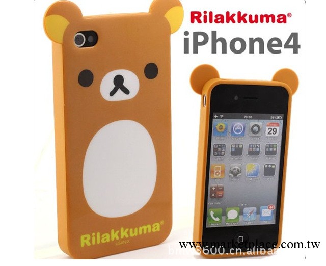 日本rilakkuma 帶耳朵輕松小熊 iphone 4 矽膠套 手機套工廠,批發,進口,代購