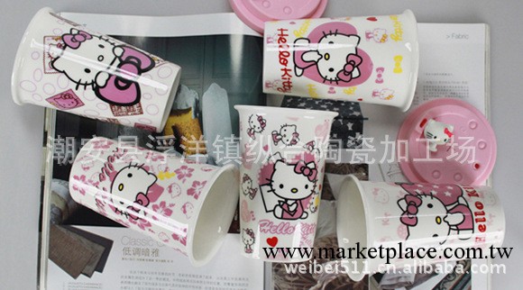 出廠價直銷HELLO KITTY 骨瓷單層陶瓷水杯星巴克咖啡杯矽膠杯批發・進口・工廠・代買・代購