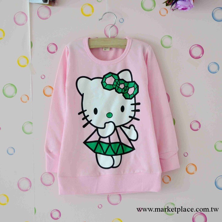 2013年新款童裝kitty貓圓領長袖童t恤童衛衣批發韓版熱銷1008特價工廠,批發,進口,代購