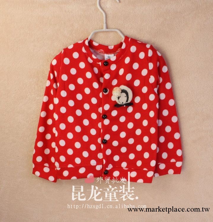 新增色！女童秋裝 阿路童裝 紅色波點開衫CO13704-7工廠,批發,進口,代購