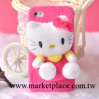 蘋果4s手機殼 立體hello kitty手機殼 毛絨iphone4佈藝手機保護套工廠,批發,進口,代購