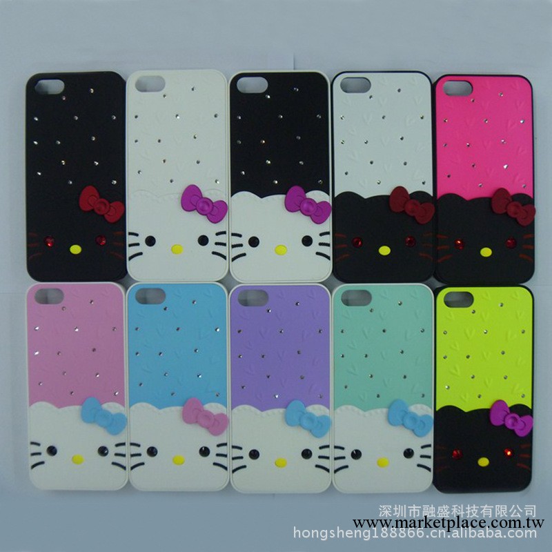 廠傢直供 新款iphone5卡通貓手機殼 hello kitty保護套 支持混批工廠,批發,進口,代購