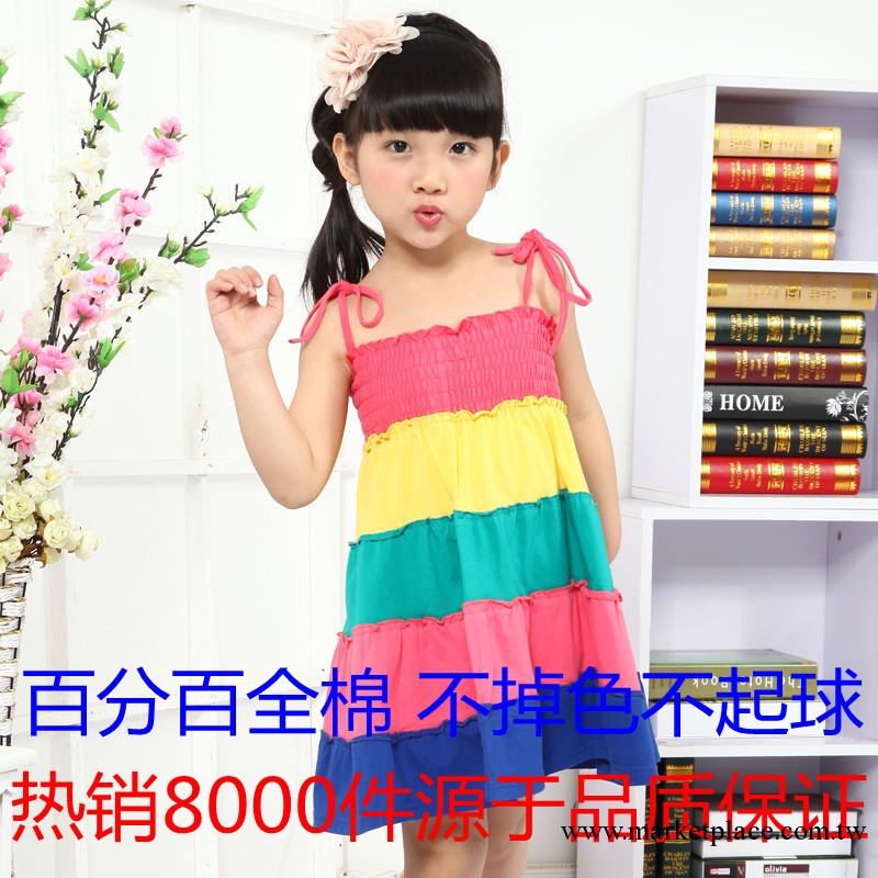 童裝批發淘寶供貨一件代發 韓版童裝女童吊帶連衣裙 拼接彩虹裙工廠,批發,進口,代購