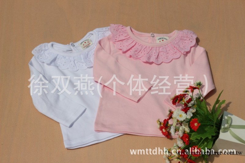 批發外貿童裝純棉 春秋款 百搭荷葉邊領 女童長袖T恤上衣工廠,批發,進口,代購