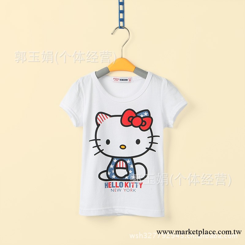 C87外貿童裝 2013時尚夏季新款 hello kitty女童全棉短袖T恤工廠,批發,進口,代購