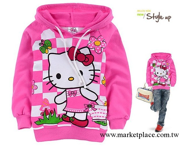 2013新款 hello kitty 童外套女童衛衣小貓衛衣外套 兒童帶帽衛衣工廠,批發,進口,代購