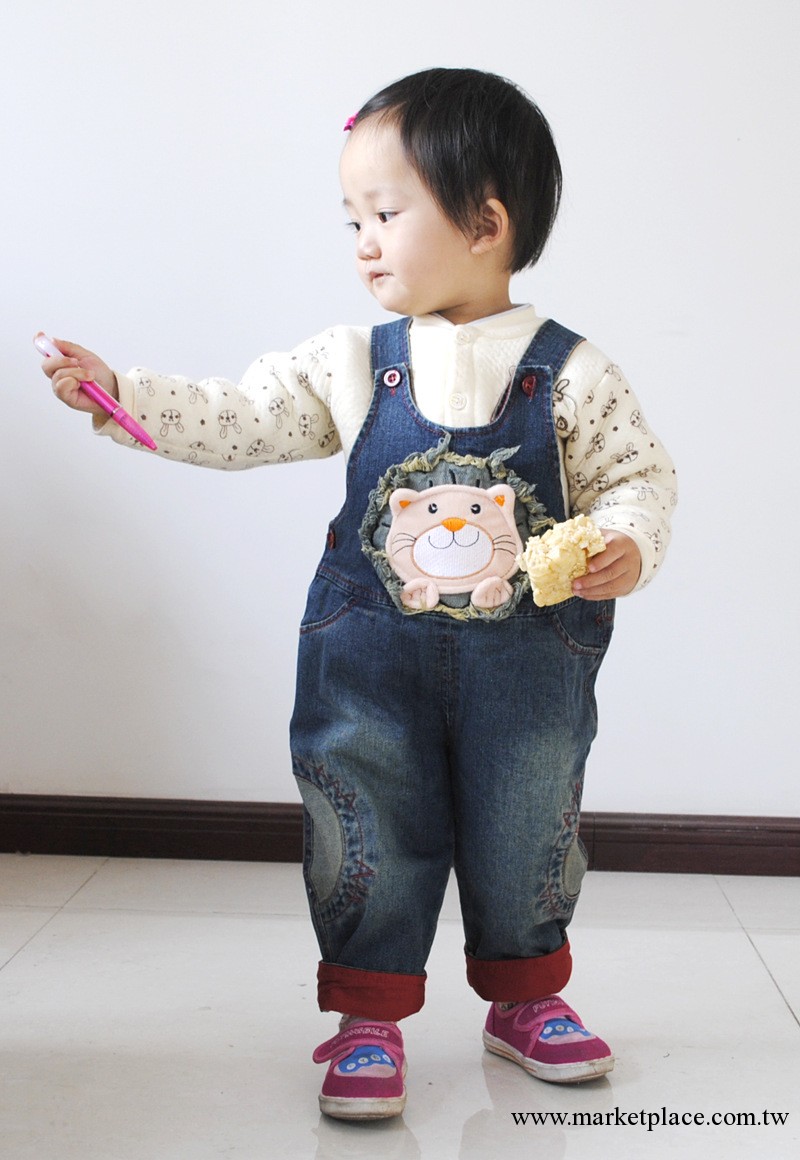 信譽寶貝 兒童牛仔背帶褲 嬰幼兒卡通長褲 男女寶寶小童裝批發工廠,批發,進口,代購