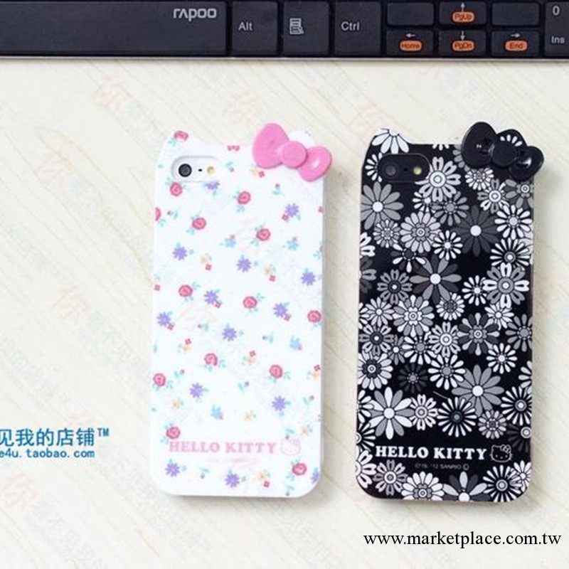 Hello Kitty 帶耳朵系列TPU 碎花iPhone5 手機保護殼工廠,批發,進口,代購