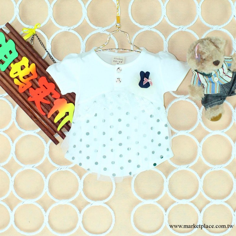 2013夏季新款圓點網紗連衣裙，織裡童裝批發。工廠,批發,進口,代購