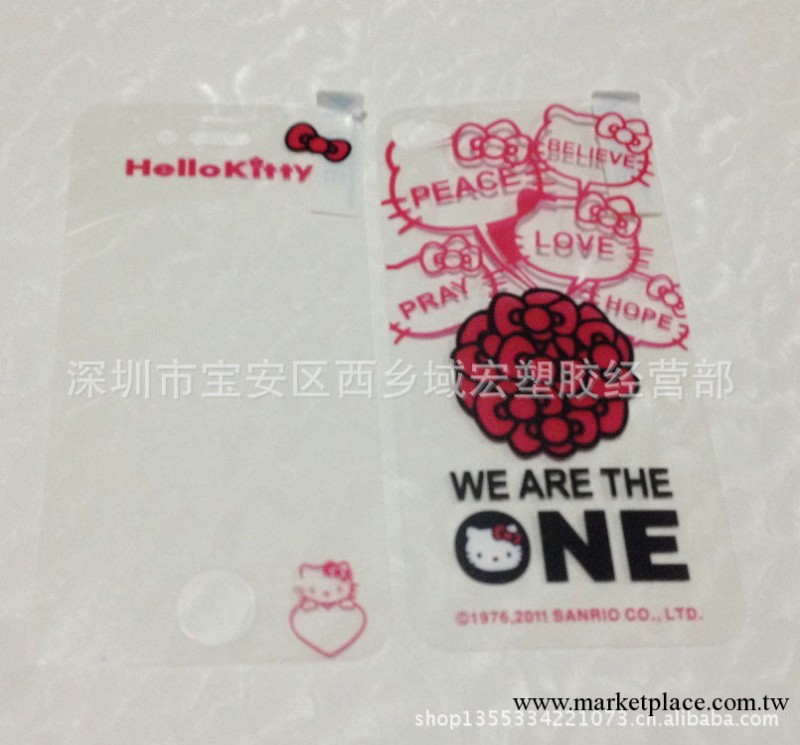 蘋果iphone4炫彩貼膜 hello Kitty iphone4s彩膜 手機保護膜 貼膜工廠,批發,進口,代購