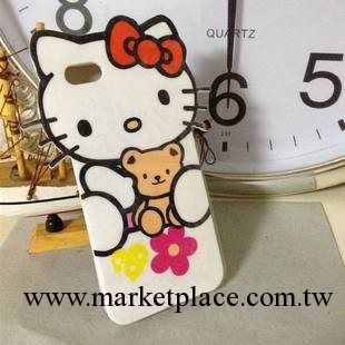 蘋果iphone5豹紋hello kitty矽膠套 立體卡通豹紋可愛貓臉保護套工廠,批發,進口,代購