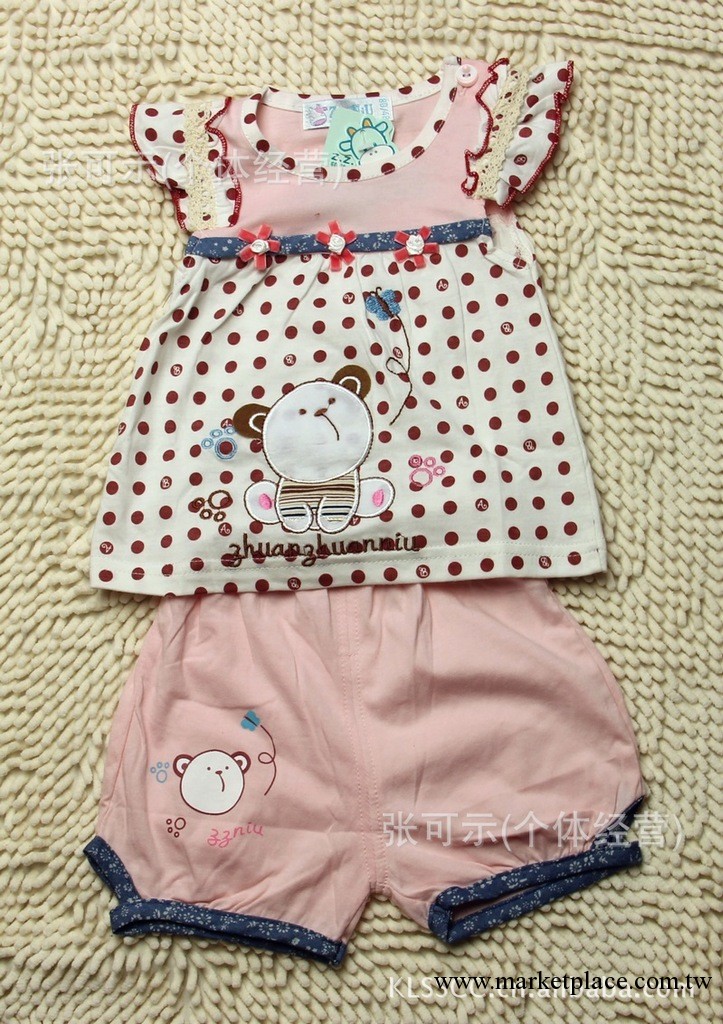 2013新款兒童裝女童寶寶幼童嬰兒無袖短褲套裝夏裝圓點針織韓版工廠,批發,進口,代購