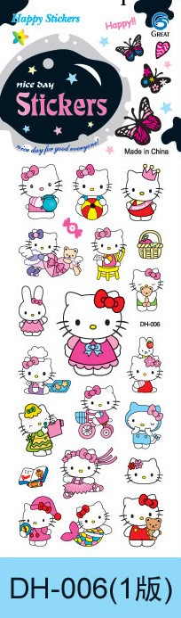 Hello Kitty 卡通貼紙 DH-006蔥粉泡泡貼 動漫貼紙批發 8x24.5工廠,批發,進口,代購