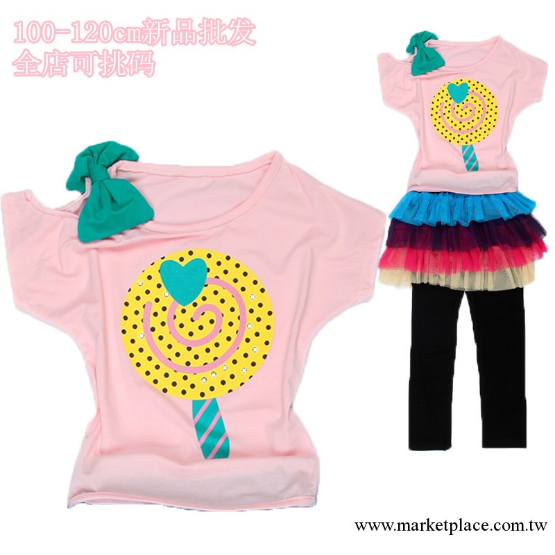 2013夏季新品蝴蝶結 童裝純棉兒童短袖蝙蝠衫 女童短袖t恤工廠,批發,進口,代購