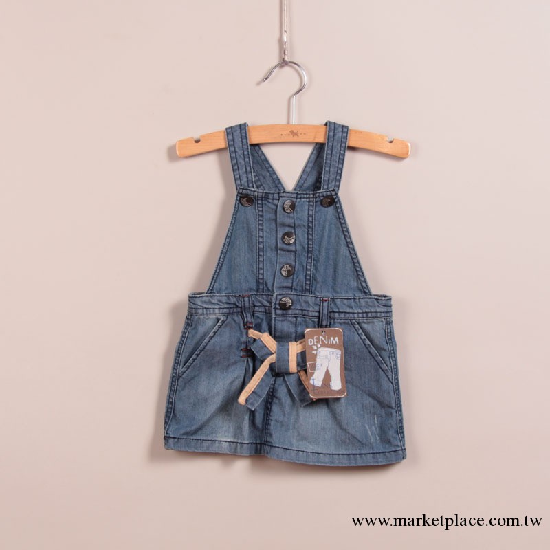 2013外貿童裝 出口 BABY 女童 系帶蝴蝶結 牛仔背帶裙 小童工廠,批發,進口,代購
