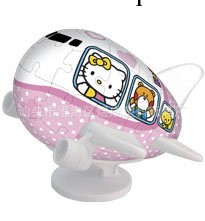 3D立體迷爾拼圖 Hello kitty飛機拼圖  40塊+8塊配件 圖案自貼工廠,批發,進口,代購