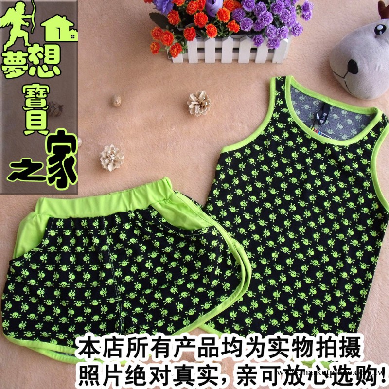 【清倉專賣】新款夏季童裝套裝 骷髏背心套裝 無袖透氣背心套裝工廠,批發,進口,代購