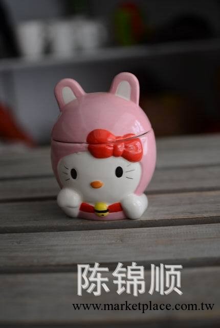 庫存陶瓷工藝品批發 卡通hello kitty  貓咪頭罐子 帶蓋杯子 881工廠,批發,進口,代購