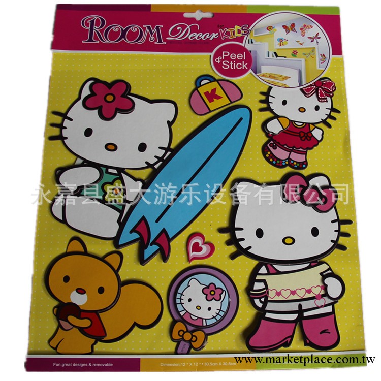 3D立體卡通裝飾組合貼/教室裝飾墻貼/傢居裝飾品 hello kitty貓工廠,批發,進口,代購