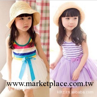 童裝批發 2013夏爆款女童彩虹條紋連衣裙 蓬蓬紗裙蛋糕裙工廠,批發,進口,代購