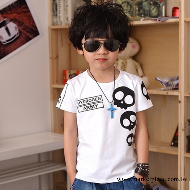 熱賣2013夏裝新款韓版童裝短袖中大男童多色T恤 印花骷髏頭工廠,批發,進口,代購