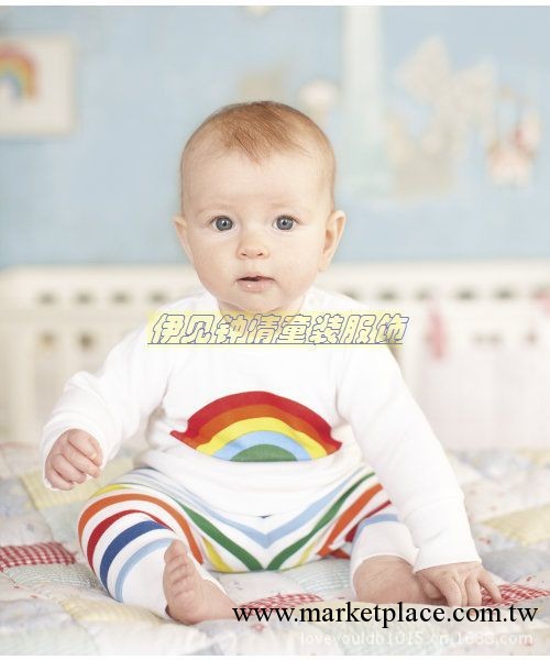 工廠價銷售爆款高檔純棉秋款居傢服彩虹兩件套/千趣會小童裝批發工廠,批發,進口,代購