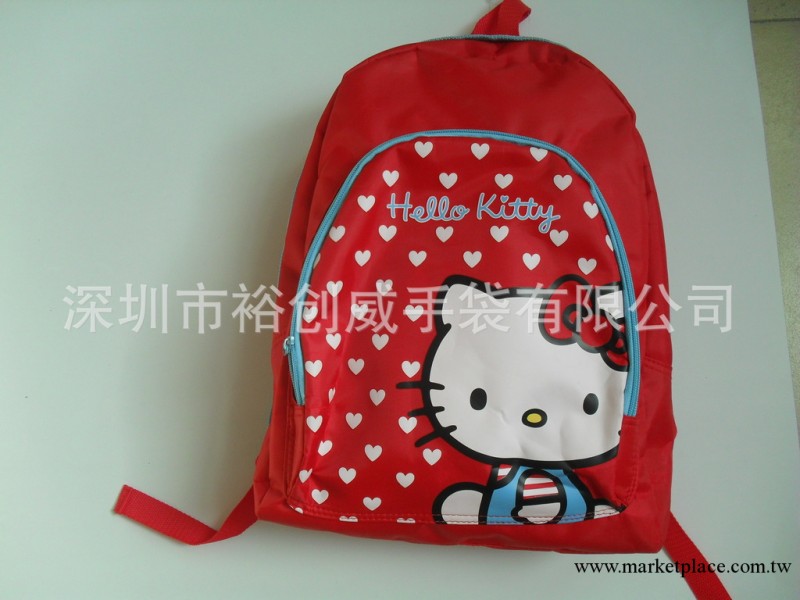 龍崗手袋廠 直銷 紅色 hello kitty卡通雙肩書包 新款學生書包工廠,批發,進口,代購