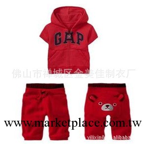 2013GAP夏款童裝小熊短袖男女童運動字母繡花套裝休閑套裝工廠,批發,進口,代購