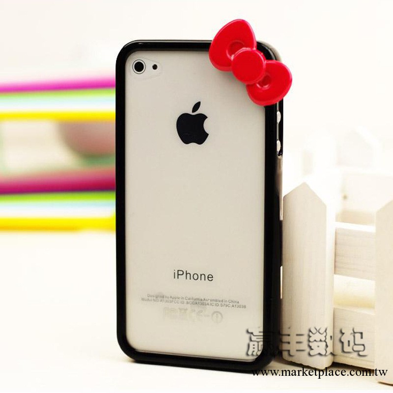 hello kitty蝴蝶結 iPhone4手機殼 iPhone4S外殼 邊框套 彩色邊框工廠,批發,進口,代購