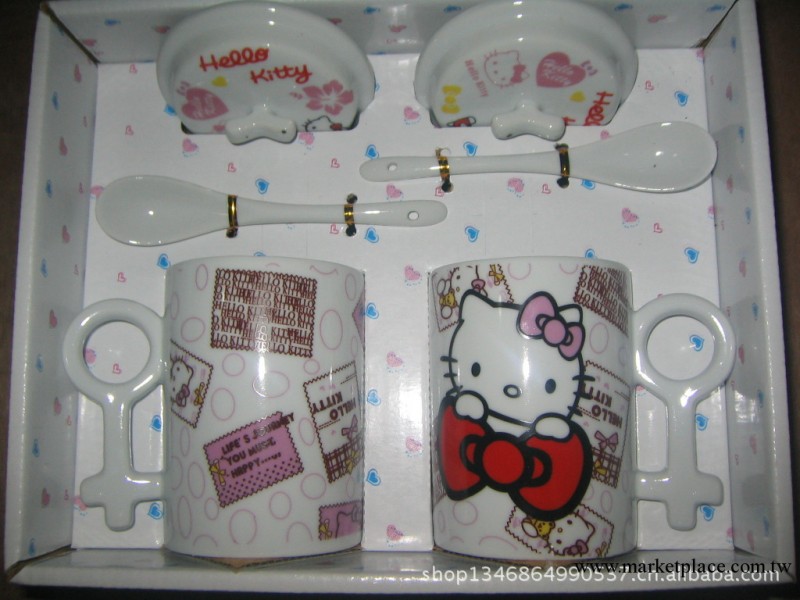 【章藝陶瓷】hello kitty 情侶對杯廣告杯 贈品禮品杯 直筒杯套裝工廠,批發,進口,代購