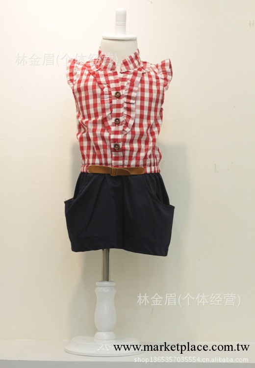韓版外貿童裝 新款夏裝格子無袖童裝連衣裙 韓版日系女童連衣裙工廠,批發,進口,代購