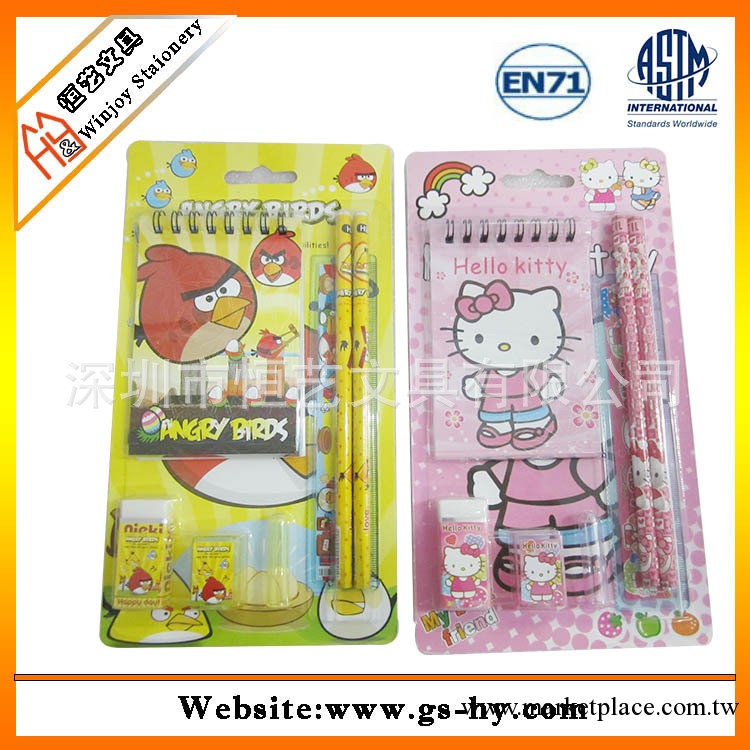 2013年開學新款文具 hello kitty卡通吸塑卡禮品組合文具套裝工廠,批發,進口,代購