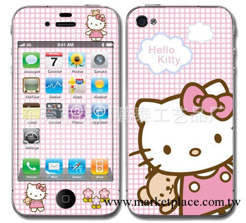 廠傢直銷iphone 4/4s手機貼紙 貼膜 hello kitty 蒙奇奇系列彩貼工廠,批發,進口,代購