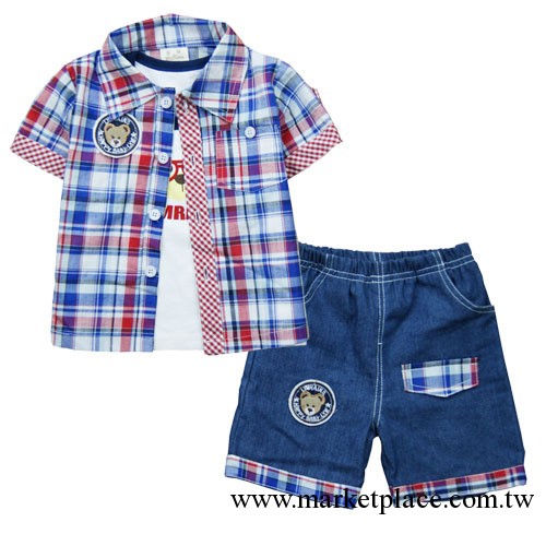 童裝夏裝2013 男童短袖套裝 嬰幼兒服飾韓版夏季寶寶外貿襯衫全棉工廠,批發,進口,代購