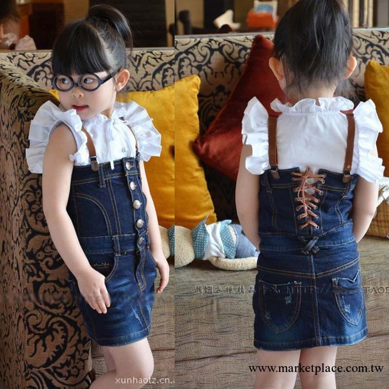 佳恩童裝 牛仔兒童裝 兒童牛仔背帶裙 時尚公主裙 ZARA童裝工廠,批發,進口,代購