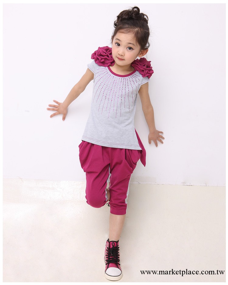 佛山廠傢童裝批發 2013潮流童裝韓版新款 女童中大童花朵時尚夏裝工廠,批發,進口,代購