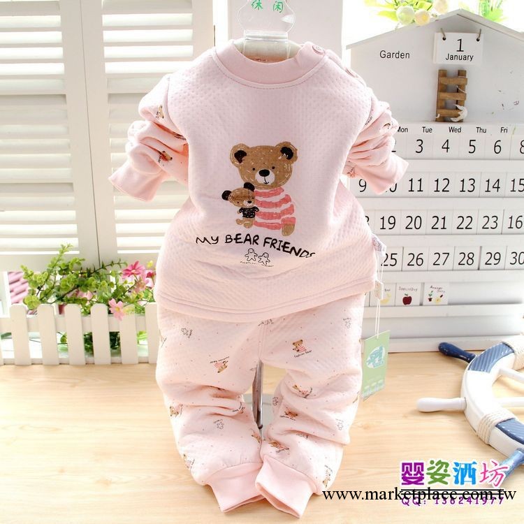 精品童裝批發 時尚小熊竹 簽子雙子熊肩扣保暖套加絨加厚 1227工廠,批發,進口,代購