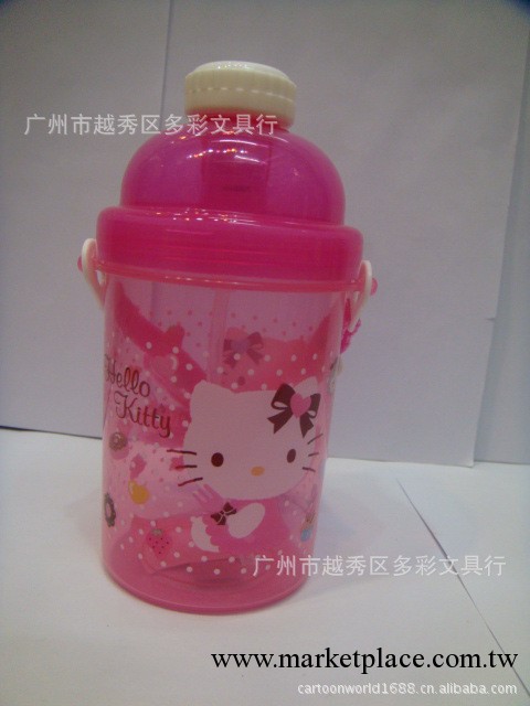 正版Hello kitty 水壺  彈跳塑料水壺 兒童水壺塑料 吸管水壺工廠,批發,進口,代購