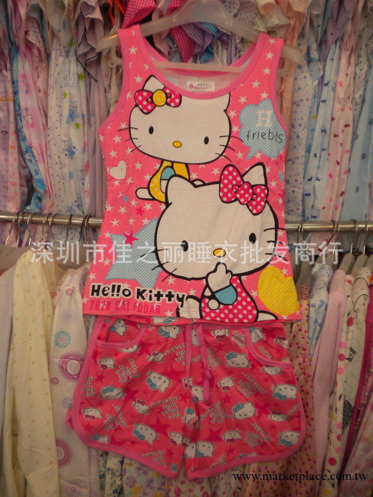 廠傢直銷女式夏季背心套純棉睡衣Hello Kitty貓/依依公主966#工廠,批發,進口,代購