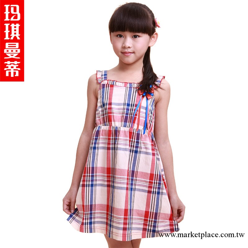 廣東童裝夏裝韓版女童裙子 兒童格子吊帶背心裙 品牌童裝  童裙工廠,批發,進口,代購